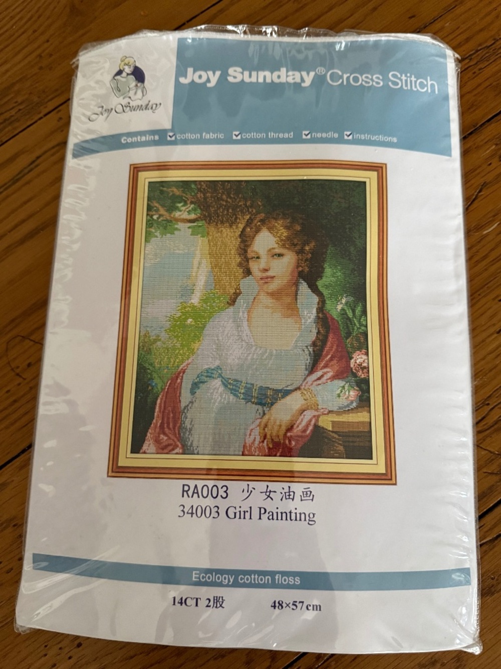 Girl Painting 14 Count Aida Joy Sunday Cross Stitching Kit New